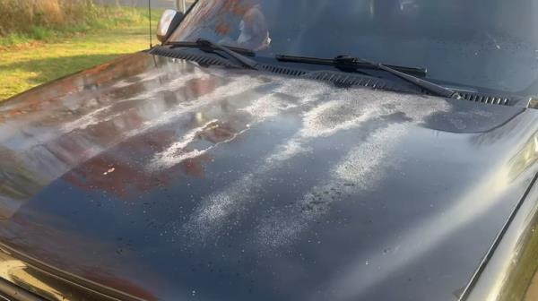 Chevy Suburban hood with peeling, faded paint